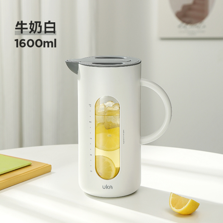 【1600ml UKA Jug  大容量冷水壶】夏日必备UKA冷水壶！通透的玻璃加上清爽的配色，简约而不失格调，让人第一眼就被它的颜值所吸引自开合防尘设计，高硼硅玻璃材质，给你不一样的生活美学