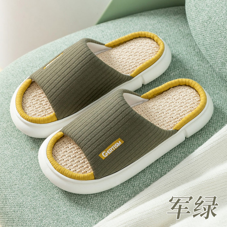 【居家必备！】好评率超高亚麻材质拖鞋，天然材质，无有害物质，柔软厚底海绵，像踩在棉花上！